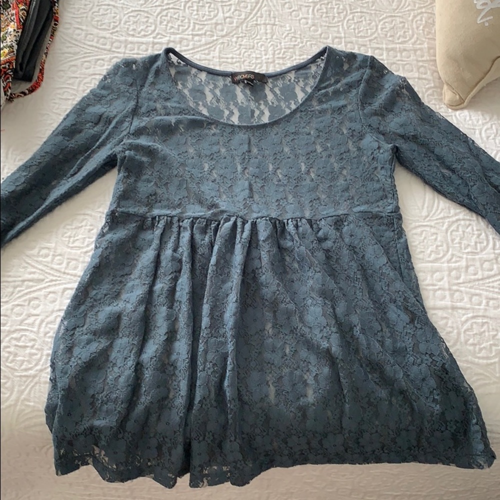 Blue Sheer Lace Blouse